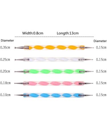 Dotting Tools Set 5 pc UV Gel Painting DIY Design Nail Art 2 Way Dotting Pen Tool Nail Art Tip Dot Paint Manicure kit - Buy Online on GoSupps.com