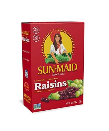 Sun-Maid California Raisins - 12 oz Boxes (Pack of 12) | Natural Dried Fruit, No Sugar Added, Gluten-Free, Non-GMO | Vegan & Vegetarian Friendly - Buy Online on GoSupps.com