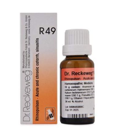 Dr. Reckeweg R49 (Rhinopulsan) (22ml) Reduces Congestion Difficult Breathing Sneezing Polyps in Nose Free ujala Eye Drops