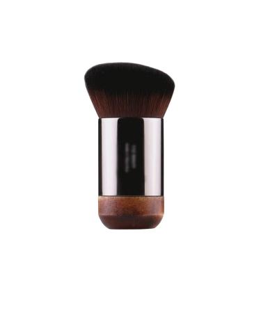 Makeup Brush Portable Angled Flat Foundation Makeup Brush Natural Wood Buffing Foundation Cover Professional Make Up Brushes Silver