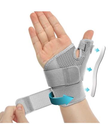 INFILAR Thumb Splint with Wrist Brace - Thumb Support Brace for Wrist Hand Thumb Stabilizer Fits Both Right Left Hand for Men and Women  Gray 1 PC(Gray) One Size