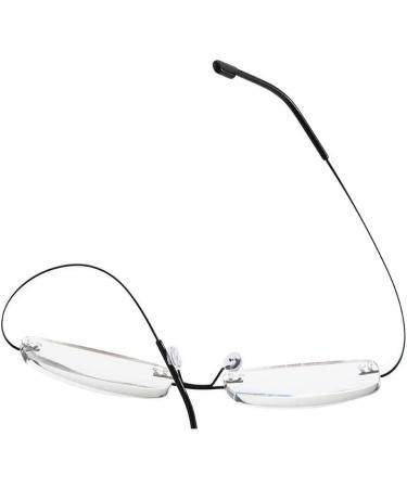 Super Light Rimless Titanium Reading Glasses for Men & Women - Stylish Black & Silver +1.50 - Buy Online on GoSupps.com