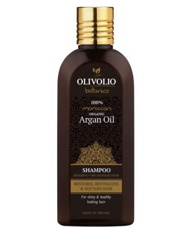 Olivolio Repairing shampoo with 85% natural ingredients and 100% organic argan oil - Mineral oil and paraben free - For dry and damaged hair - 200 ml