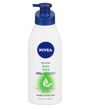 Nivea Lotion Aloe Vera 48 Hour 16.9 Ounce Pump (500ml) (6 Pack)