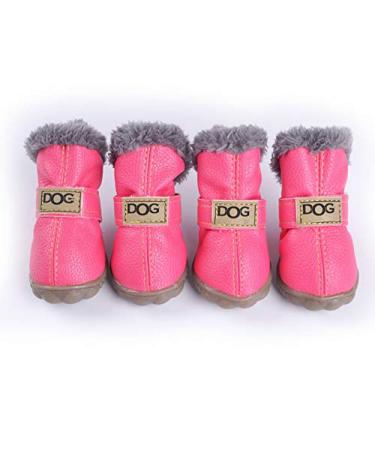 Pihappy Warm Winter Little Pet Dog Boots Skidproof Soft Snowman Anti-Slip Sole Paw Protectors Small Puppy Shoes 4PCS (XS, Pink) XS Pink