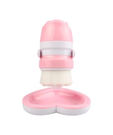 Minkissy hand scrubber face cleaning brush with love heart stand double headed face washing massager boxed deep cleaning W Shearing for sensitive greasy dry skin pink