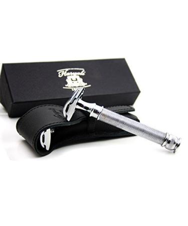 MEN'S DE SAFETY RAZOR IN SLIVER HANDLE - NEWLY DESIGNED BY HARYALI LONDON - No Blades Included