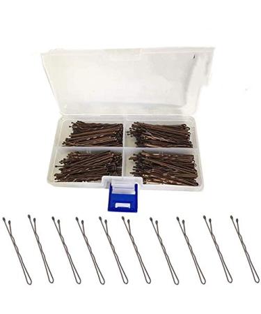 TOKERD 300 Pieces Brown Hairpins with Storage Box Bobby Pins for Girls and Women
