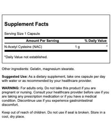 Swanson NAC N-Acetyl Cysteine 1000mg - Antioxidant & Liver Support (2 Pack) - Buy Online on GoSupps.com