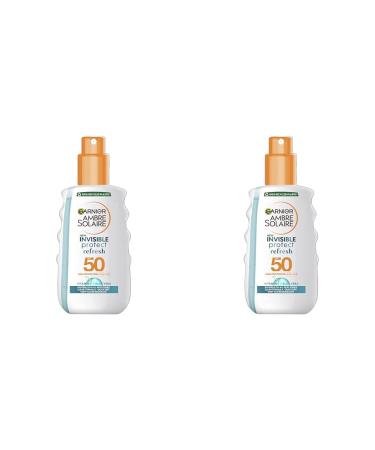 Garnier Ambre Solaire Invisible Protect Refresh Spray SPF50 Invisible Finish Transparent Sun Cream Spray High Sun Protection Factor 50 SPF Water Resistant Sunscreen UVA & UVB Protection 200ml 200 ml (Pack of 2)