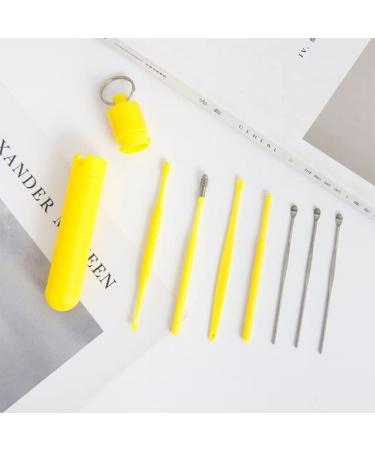Portable Reusable Ear Pick Cleanser Ear Cleaner Earwax Removal Tool ABS Earpick Curette Ear Cleaning Wax Remover Spring Spoon| | - - (Color: Yellow)