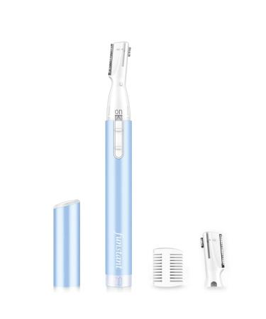 Upgraded Eyebrow Trimmer Funstant Precision Facial Hair Trimmer Battery-Operated Eyebrow Razor for Women with Comb No Pulling Sensation Painless for Face Chin Neck Upper-Lip Peach-Fuzz Blue
