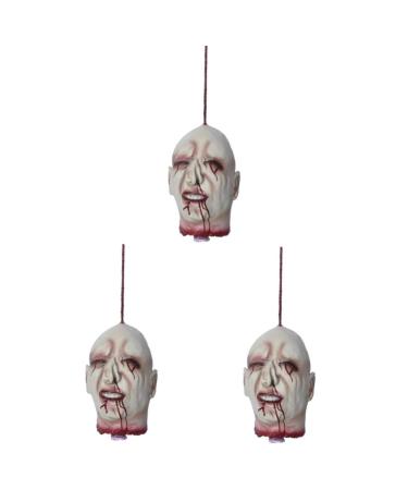 Abaodam 3st Halloween decoration props realistic separated head creepy pendant zombie head made of latex hanging broken head spook house face cover party needs