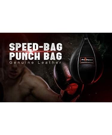 Pro Impact Leather Speed Bag | Pear Shaped for Boxing, MMA & Muay Thai Training | Doorway Hanging or Ceiling | Boxer Accuracy Workout | Punching Trainer - Black XS (5x7) - Buy Online on GoSupps.com