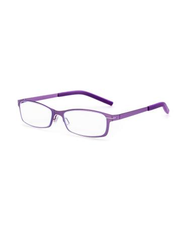 Lightweight Reading Glasses for Women Men Narrow Metal Frame Computer Readers Blue Light Blocking Glasses 1.5x Purple