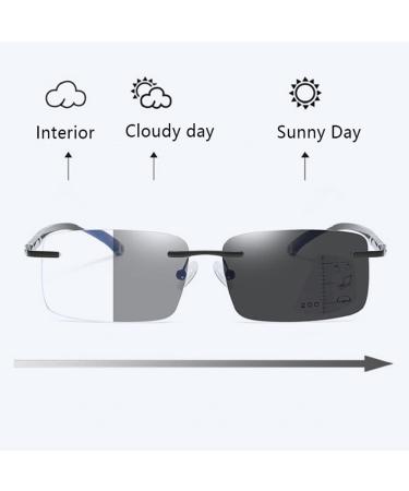 Buy GSKD Photochrome Reading Glasses - Progressive Multifocal Anti-Blue Light Randless Black Unisex Sunglasses (+1.0) for Perfect Vision & Style - International Shipping Available - Buy Online on GoSupps.com
