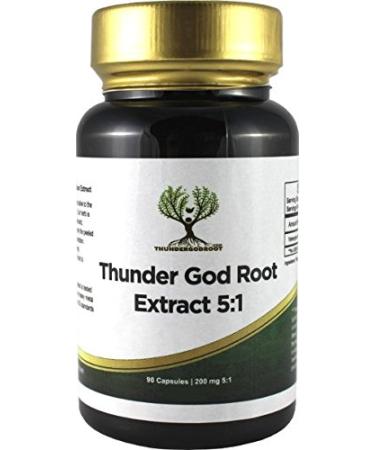 Thunder God Vine Root 5:1 Supplement  Tripterygium Wilfordii Herbal Supplement  200mg Capsules with Lei Gong Teng Extract  Thunder God Vine Extract with Triptolide  90 Capsules