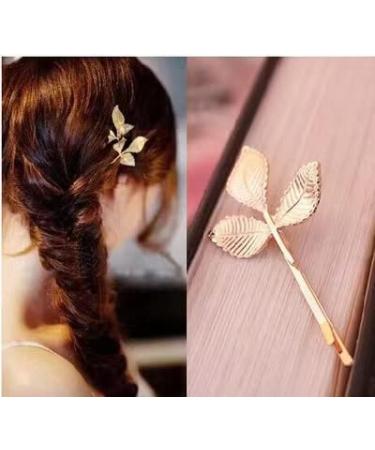 Vintage Leaf Hair Clips 8PCS/4Pairs - Elegant Retro Bobby Pins for Women - Wedding & Party Accessories in Gold & Silver - Buy Online on GoSupps.com