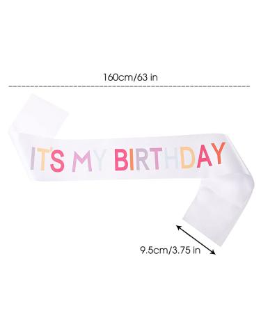 JIAHANG Letters Birthday Tiara Headband & Sash Set - Birthday Girl Gifts | Happy Birthday Accessories - Colorful & White - Buy Online on GoSupps.com