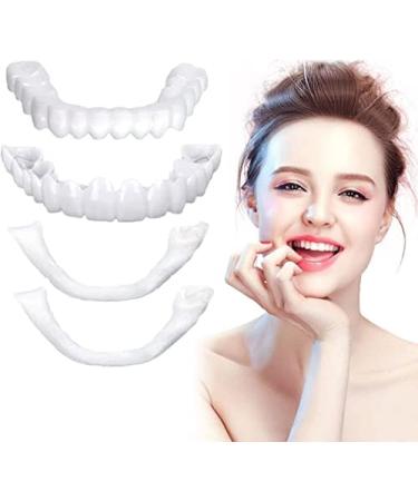 Fake Teeth, 2 PCS Veneers Dentures Socket for Women and Men, Dental Veneers for Temporary Tooth Repair Upper and Lower Jaw, Protect Your Teeth and Regain Confident Smile, Bright White-D