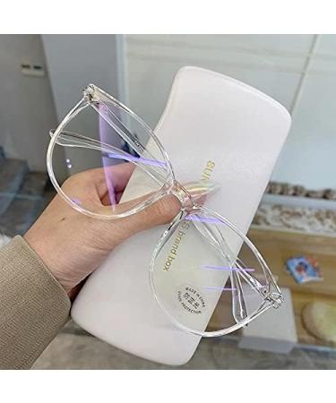 Shop Anti Blue Light Round Glasses for Men & Women - Transparent Computer Eyewear (Black) | Protect Your Eyes - Buy Online on GoSupps.com