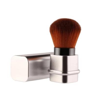Retractable Powder Brush - Portable Makeup Brush with Cover | Travel Nail Dust Brush - Silver Face Blush Brush for Easy Application - Buy Online on GoSupps.com