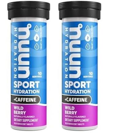 Nuun Sport + Caffeine: Electrolyte Drink Tablets Wild Berry 10 Count (Pack of 2)