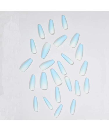 Poliphili 24Pcs Super Long Gradient Press on Fake Nails | Extra Long Coffin Art Manicure | Yellow Blue False Nails Tips - Buy Online on GoSupps.com