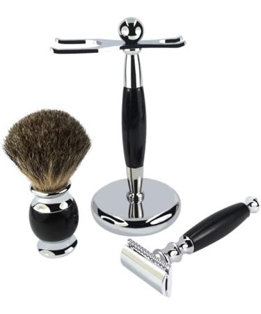 Crody Simplicity Men's Razor Brush Set - 3-in-1 Dachshaar Hair & Beard Shaving Brush Chrome-Plated Metal 15.6cm Black - International Shipping Available - Buy Online on GoSupps.com