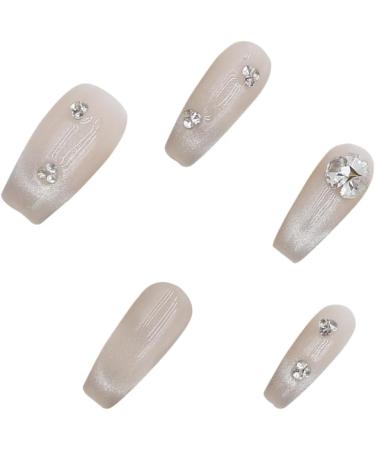 ieron Cat Eyes Cured Nail Wraps Self-Adhesive Gel Nail False Nails with Diamond Removable Glue on Nails for Girls Glitter Nail Tips (XS) - Buy Online on GoSupps.com