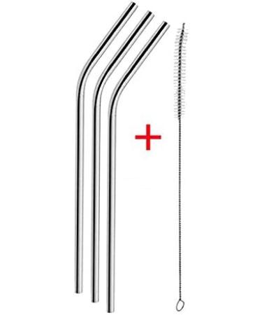 Hgyteel 3 Pcs Reusable Stainless Steel Metal Drinking Straw Reusable Straws + 1 Cleaner Brush Kit - Buy Online on GoSupps.com