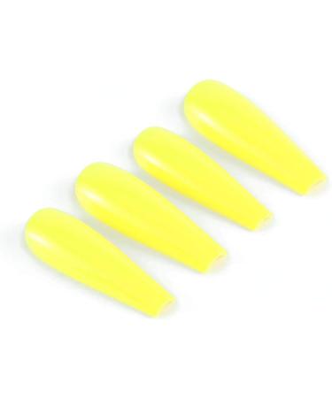 Brishow Coffin False Nails - Long Yellow Stick on Nails for Women and Girls - Buy Online on GoSupps.com