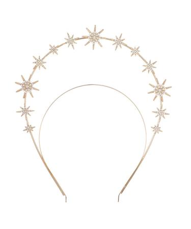 hgnxa Crown Headband Double Layer Hand-making Thin Hair Hoop Hairband Wedding Accessories Alloy for Women Girls Gold