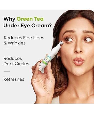 Caffeine Green Tea Under Eye Cream | Reduce Fine Lines Wrinkles & Dark Circles | Cooling Gel & Roller for Men & Women - 15 ml - Buy Online on GoSupps.com