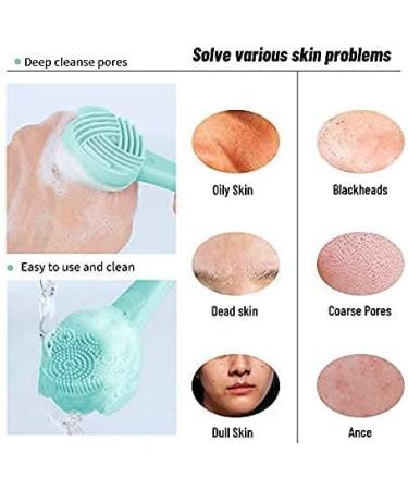 Silicone Facial Cleansing Brush - All-in-One Makeup Cleanser & Exfoliator for Cleansing, Mask Application, and Makeup Removal (Aqua) - Buy Online on GoSupps.com