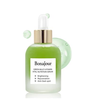 BONAJOUR Vegan Natural Green Multi Vitamin Serum for Face - 72% Vitamin Anti Aging & Brightenging Remove Dark Spot 1.18 fl. oz