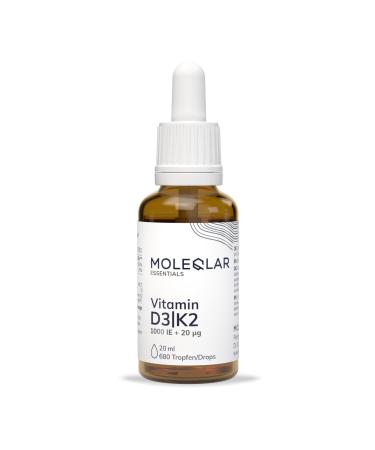 MoleQlar MoleQlar Vitamin D3 K2 Drops - 1000 IU - Vitamin D3 + 20 g - Vitamin K2 M-K7 per drop - Highly bioavailable