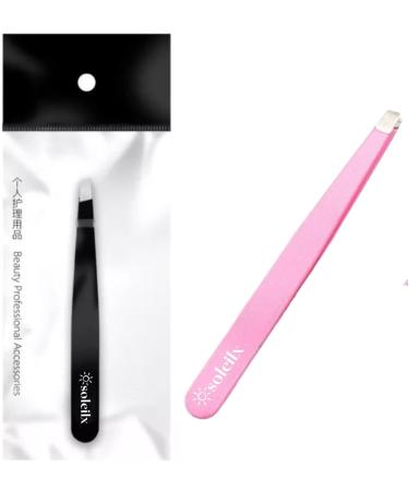 Soleilx Professional Eyebrow Tweezers Set - Precision 2-Piece Black & Pink - Non-Slip Lace Eyebrow Guns for Men & Women - Ideal Eyebrow Epilator - Buy Online on GoSupps.com