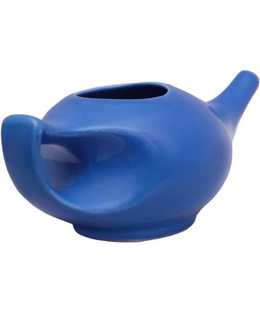 HEALTHANDWEALTH Ceramic Neti Pot for Nasal Cleansing | Natural Sinus Infection Treatment + 10 Sachet Neti Salt | 225ml Capacity (Blue) - Buy Online on GoSupps.com