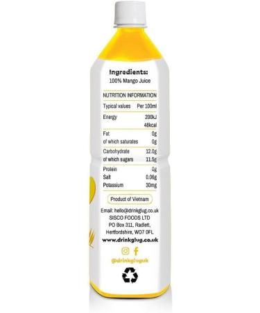GLUG! 100% Mango Fruit Juice Healthy Juice Drink With No Added Sugar (6X1L) - Buy Online on GoSupps.com