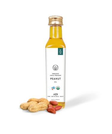 ADI Organic Peanut Oil - USDA Certified Organic Groundnut Oil - Cold Pressed Organic Peanut Oil for Deep Frying - Non-GMO Vegan Keto-Friendly Natural Cooking Oil 8.8 fl oz - 250 ml
