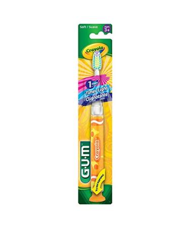 GUM - 202RK Crayola Timer Light Toothbrush (Single Toothbrush) Soft Bristle Packaging May Vary