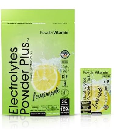 PowderVitamin Electrolytes Powder Plus Keto Lemonade Zero Sugar 1000mg Potassium 120mg Calcium 120mg Magnesium Non-GMO Zero Calories 30 Hydration Packets Lemonade 7.5 Ounce (Pack of 1) - Buy Online on GoSupps.com