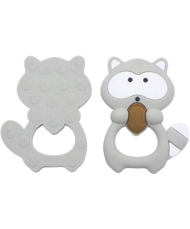 Duperior Raccoon Teether for Babies | BPA & PVC Free Silicone Teething Aid | Easy to Clean | Grey - Buy Online on GoSupps.com