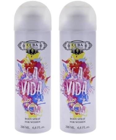 Cuba La Vida for Women - 6.6 oz Body Spray (Pack of 2)