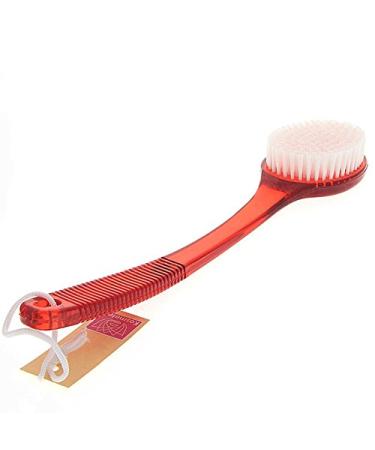 Bath brush Kosmetex colored transparent hygienic Robust plastic sauna brush with long handle red