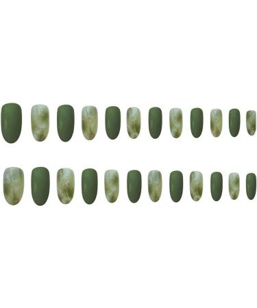 Press on Nails False Nails Fingernail Green Blooming Long Type 24 Pcs Artificial Finger Acrylic Nail Kit Manicure Kit for Women Fake Nails Short - Buy Online on GoSupps.com