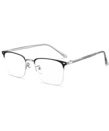 GHARAZ Fashionable Men's Reading Glasses with Half Frame Metal Anti Blue Light Reading Glasses (Color : Silver Size : 2.0+) 2.0+ Silver
