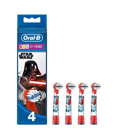 Oral-B Genuine Kids Stages Star Wars Replacement Red Toothbrush Heads Refills for Electric Toothbrush Suitable for Children Aged 3-6 Years Pack of 4
