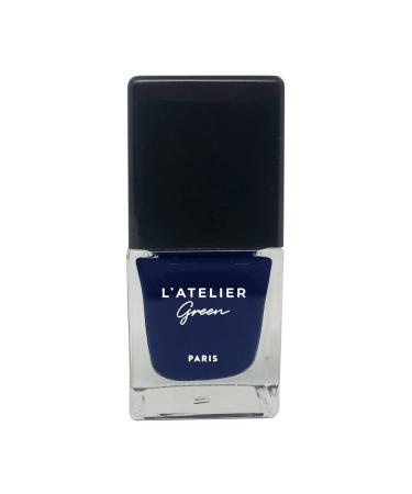 L Atelier Green Paris - Stormy Heart - Breathable 85% Plant-Based Halal & Vegan Nail Polish - Deep Dark Blue. Infused with Organic Oils Made in France - 10.5ml